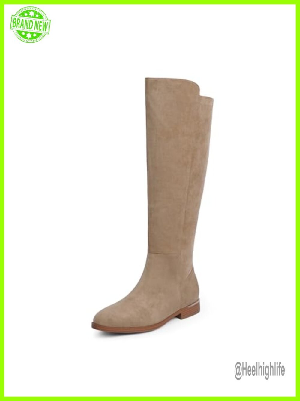 Round Toe Knee High Boots Side Zipper Flat Faux Suede Riding Equestrian